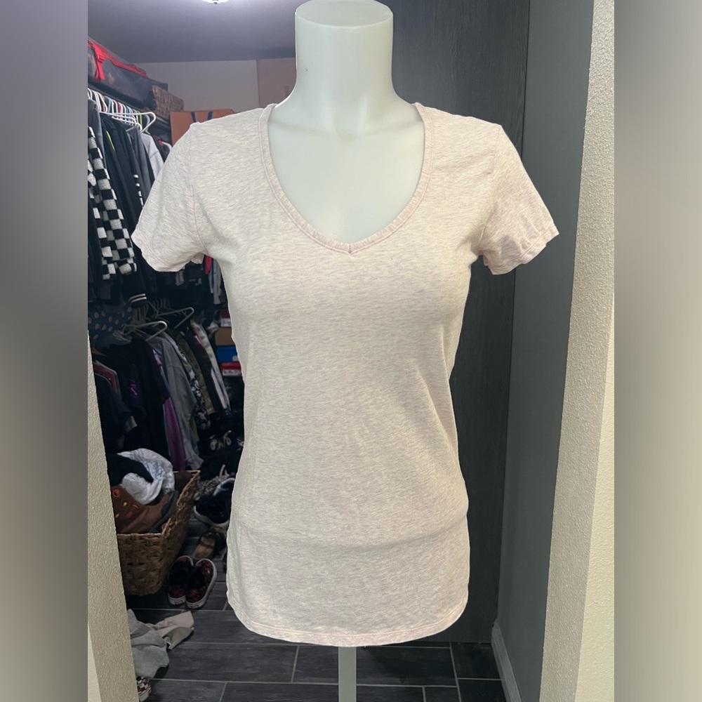 Victorias Secret Cream V-Neck Short Sleeve Top